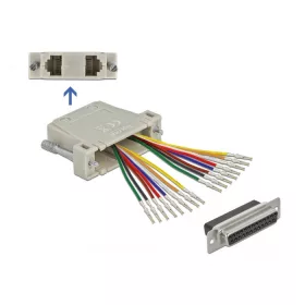   Delock D-Sub 25 tűs krimp anya - 2 x RJ45 anya eszközkészlettel bézs színben