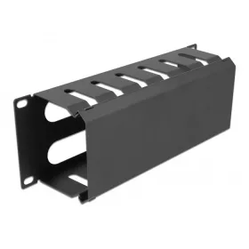 Delock 10  kábelkezelő menetpanel, nyílással, 1U, fekete
