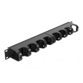   Delock 19  kábelrendező menetpanel 10 zárt kábel menettel, 1U fekete (66849)