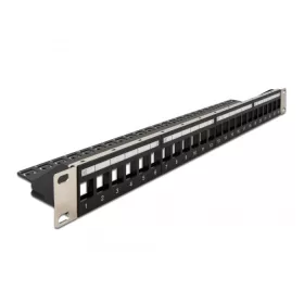  Delock 19  Keystone patchpanel terhelésmentesítővel, 24 portos, fekete (66865)