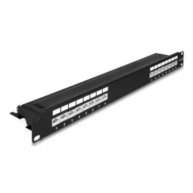 Delock 19  patch panel 16 porttal Cat.6A 1U fekete (66876)