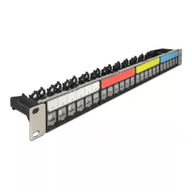   Delock 19 , 24 portos Keystone patch panel kábel rögzítő sínnek, jelző mezővel és porvédelemmel 1U fekete (66921)