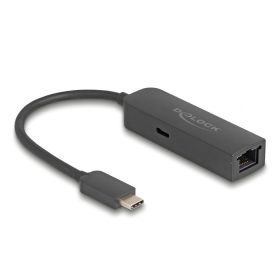   Delock Szürke USB Type-C  adapter tápellátó portos 2,5 Gigabit LAN-hez 100 watt (66938)