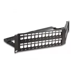   Delock 19  Keystone Patch Panel 48 port húzásmentesítővel, 2U ferde fekete
