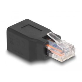   Delock M12 D-kódolt adapter 4 tűs anya - RJ45 anya Cat.5e beszerelő mélyedéssel, 90 -ban hajlított, ibolya színű