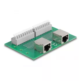   Delock RJ45 2 db. anya - 2 db. Terminal block nyomógombbal DIN sínhez (66994)