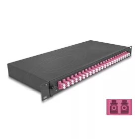   Delock 19  optikai szál összekötő doboz 24 x LC Duplex OM4 1U kompletten összeszerelve