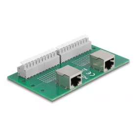   Delock RJ50 2 db. anya - 2 db. Terminal block nyomógombbal DIN sínhez (67014)