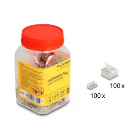   Delock RJ45 Moduláris csatlakozó Cat.6A vékony és lapos kábelekre 100 db.-os szett (67019)
