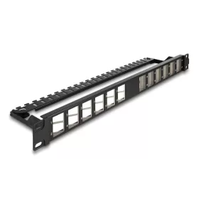   Delock 19  Keystone patch panel 24 porttal hajlított húzásmentesített fekete (67042)