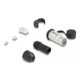   Delock RJ45 moduláris dugasz Cat.6A átvezető csatolóval és védősapkával IP66 por- és vízbiztos (67067)