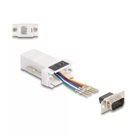   Delock D-Sub 9-tűs dugó   RJ12 anya összekötő adapter fehér (67073)