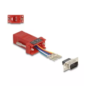   Delock D-Sub 9-tűs dugó   RJ12 anya összekötő adapter piros (67074)