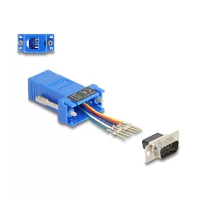   Delock D-Sub 9-tűs dugó   RJ12 anya összekötő adapter kék (67075)