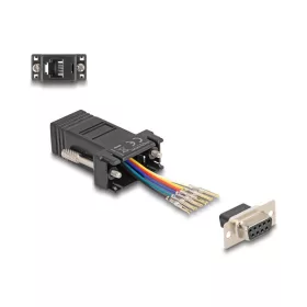   Delock D-Sub 9-tűs anya   RJ12 anya összekötő adapter fekete (67077)