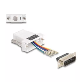   Delock D-Sub 15-tűs dugó   RJ12 anya összekötő adapter fehér (67083)