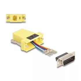   Delock D-Sub 15-tűs dugó   RJ12 anya összekötő adapter sárga (67086)