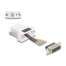   Delock D-Sub 15-tűs anya   RJ12 anya összekötő adapter fehér (67088)