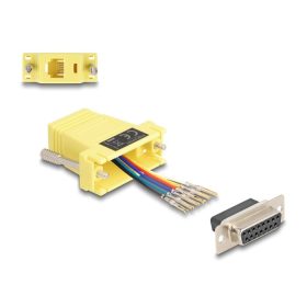   Delock D-Sub 15-tűs anya   RJ12 anya összekötő adapter sárga (67091)