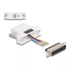  Delock D-Sub 25-tűs dugó   RJ12 anya összekötő adapter fehér (67093)