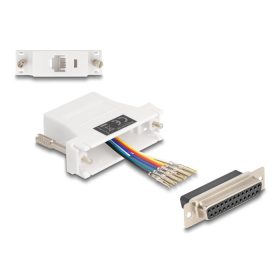   Delock D-Sub 25-tűs anya   RJ12 anya összekötő adapter fehér (67098)