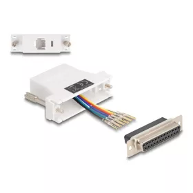   Delock D-Sub 25-tűs anya   RJ12 anya összekötő adapter fehér (67098)