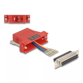   Delock D-Sub 25-tűs anya   RJ12 anya összekötő adapter piros (67099)