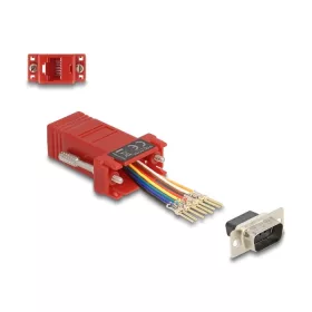   Delock D-Sub 9-tűs dugó   RJ45 anya összekötő adapter piros (67103)
