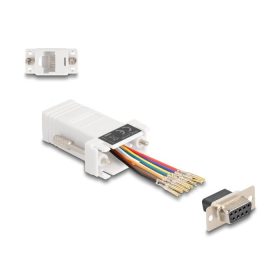   Delock D-Sub 9-tűs anya   RJ45 anya összekötő adapter fehér (67105)