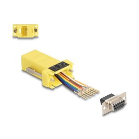   Delock D-Sub 9-tűs anya   RJ45 anya összekötő adapter sárga (67107)