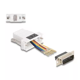   Delock D-Sub 15-tűs dugó   RJ45 anya összekötő adapter fehér (67108)