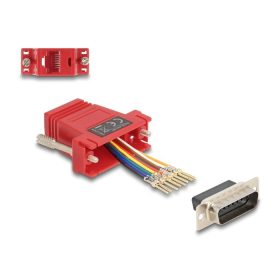  Delock D-Sub 15-tűs dugó   RJ45 anya összekötő adapter piros (67109)
