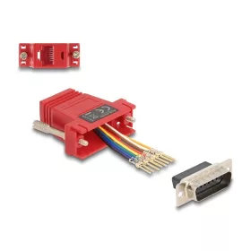   Delock D-Sub 15-tűs dugó   RJ45 anya összekötő adapter piros (67109)