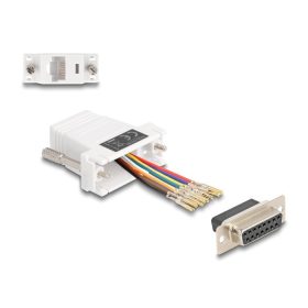   Delock D-Sub 15-tűs anya   RJ45 anya összekötő adapter fehér (67111)