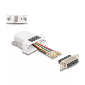   Delock D-Sub 15-tűs anya   RJ45 anya összekötő adapter fehér (67111)