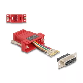   Delock D-Sub 15-tűs anya   RJ45 anya összekötő adapter piros (67112)