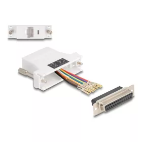   Delock D-Sub 25-tűs anya   RJ45 anya összekötő adapter fehér (67117)