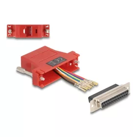   Delock D-Sub 25-tűs anya   RJ45 anya összekötő adapter piros (67118)