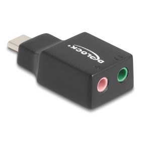   Delock Külső USB Type-C  hangkártya 2 x 3,5 mm-es sztereo jack Plug & Play audio adapterrel személyi számítógépekhez, laptopokhoz és Mac ...