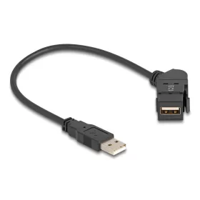   Delock USB 2.0 A-típusú panel tartó anya 45 -ban hajlított   A-típusú apa 30 cm kábellel, fekete (67151)
