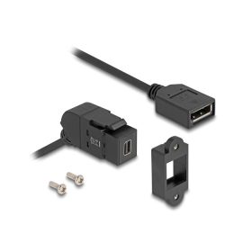   Delock Mini DisplayPort panel tartó anya - DisplayPort anya 45 -ban hajlított 30 cm kábellel 8K 30 Hz fekete (67155)