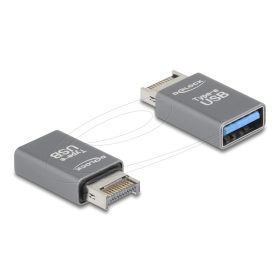   Delock Adapter USB 10 Gbps E-típusú A apa - USB A-típusú anya fém (67230)
