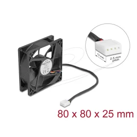 Delock Axiális ventilátor 12 V DC, 80 x 80 x 25 mm fekete