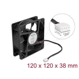   Delock Axiális ventilátor 12 V DC, 120 x 120 x 38 mm fekete