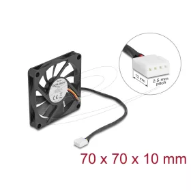 Delock Axiális ventilátor 12 V DC, 70 x 70 x 10 mm fekete