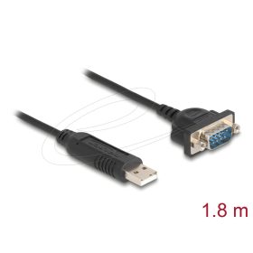   Delock RS-232 USB Adapter USB 2.0 - D-Sub 9 apa csavarokkal kompakt soros csatlakoztató házzal 1,8 m