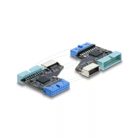   Delock USB 5 Gbps elosztó 20 tűs csatlakozó aljzat   1 x USB 5 Gbps 20 tűs dugós csatlakozó és E típusú A kulcsos aljzat