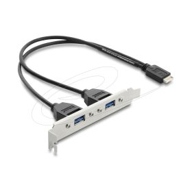   Delock USB E típusú B kulcsos dugós csatlakozó   2 x USB 5 Gbps A-típusú aljzat, rekeszrögzítéses csatlakozókábel, 35,5 cm