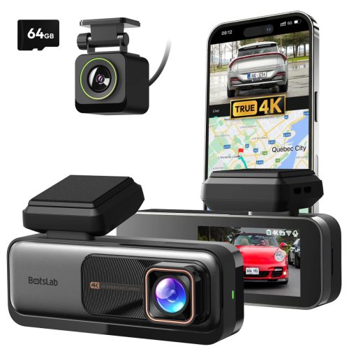 Botslab G980H | Dash camera set | 4K front + 1080p back, GPS, 2.4GHz/5GHz Wi-Fi