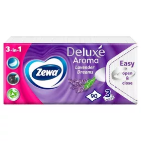   Zewa Deluxe papírzsebkendő 3 rétegű 90 db Lavender Dreams